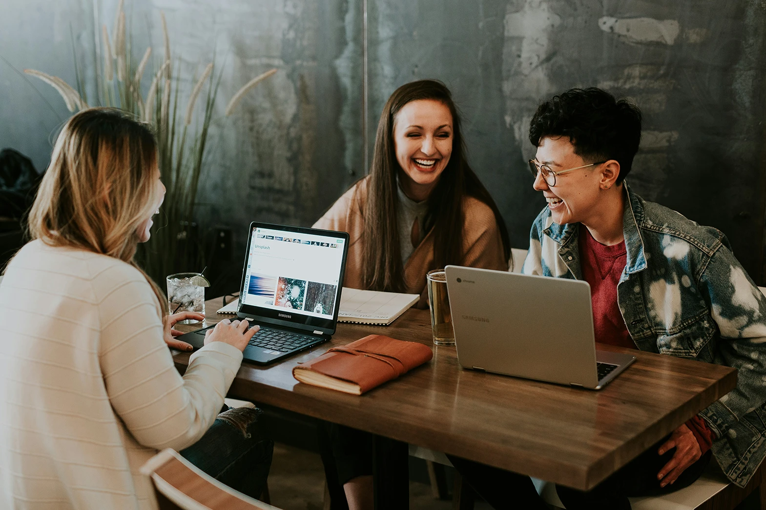 Three women at a meeting